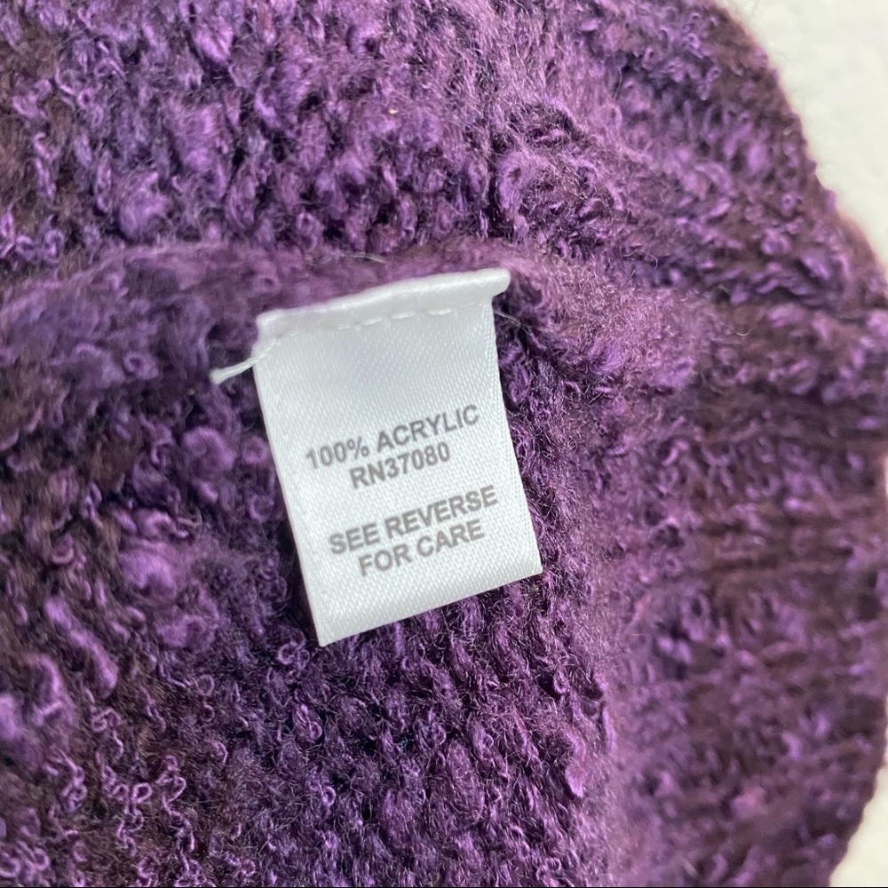 CATO Purple Oversized Cowl Neck Fringe Sweater LARGE Belted Tunic Boho Chic F85 - Picture 8 of 14